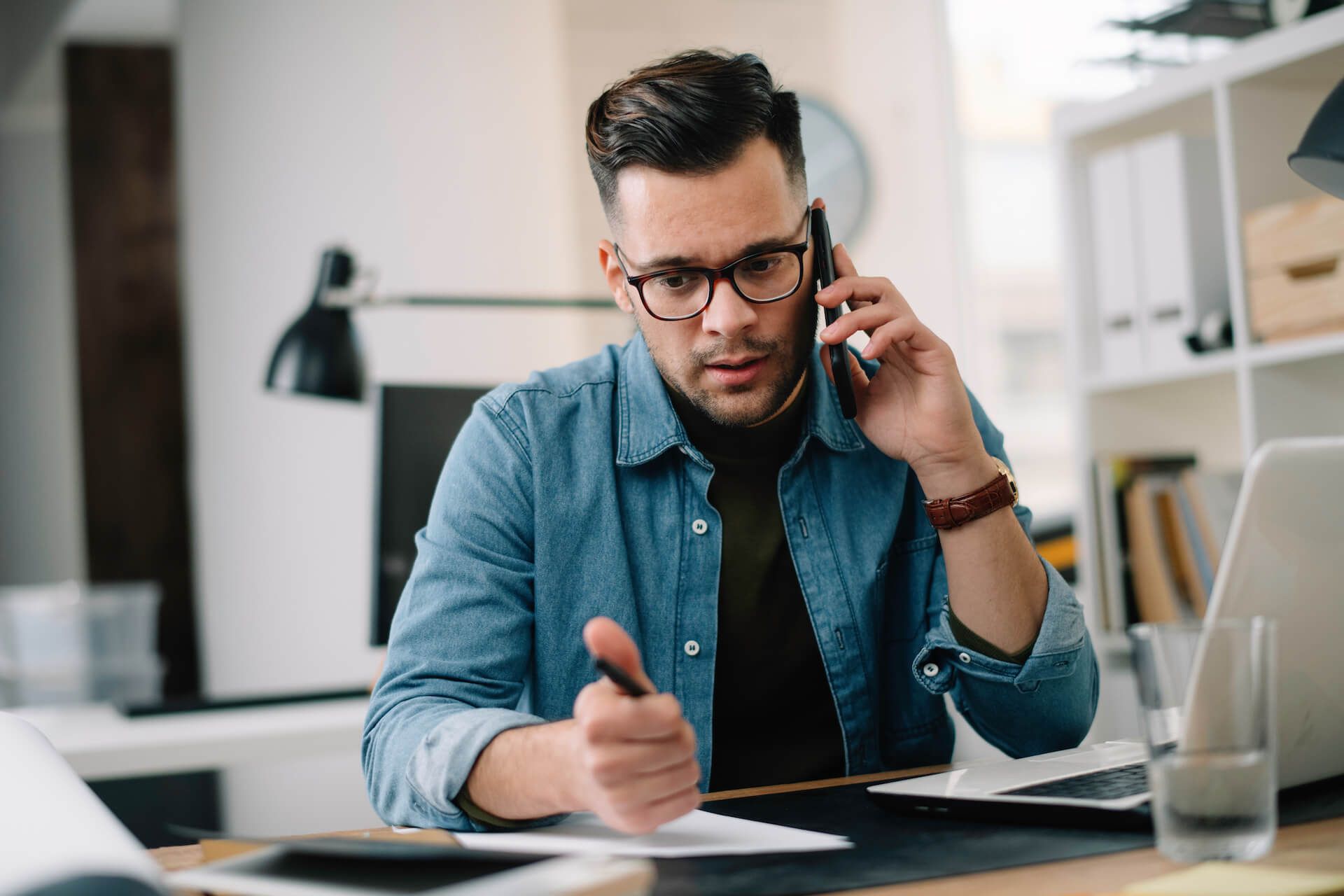 business owner on phone